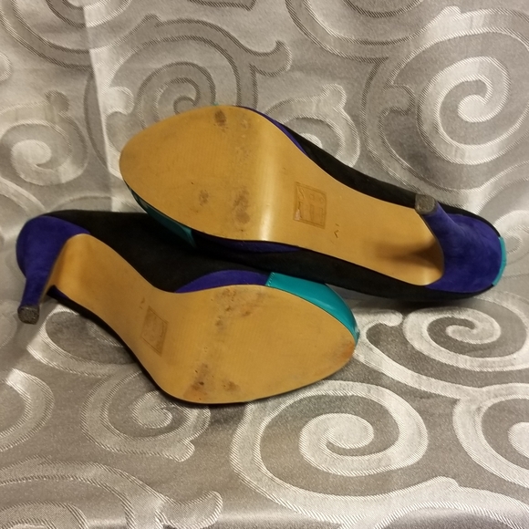 Aldo color block suede stilletos aqua black purple - Picture 7 of 7